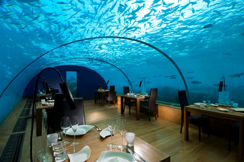 Подводный ресторан на Мальдивах. Фото