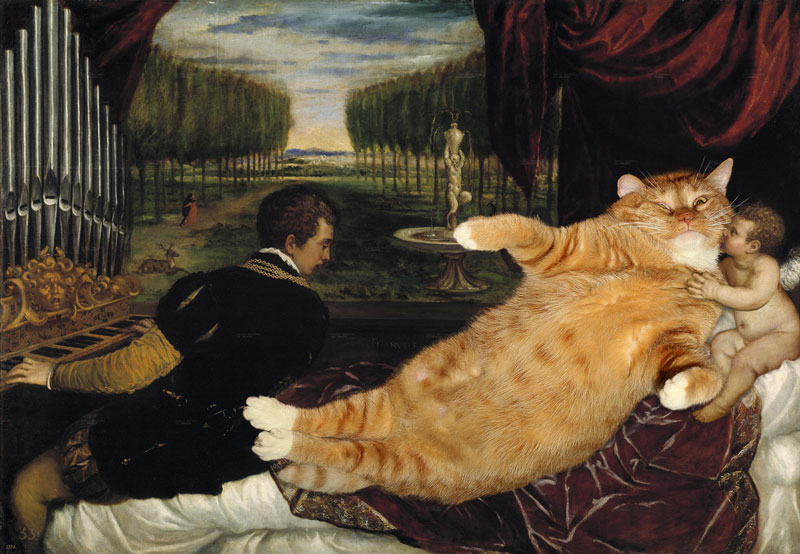 Кот с органистом и Купидоном
