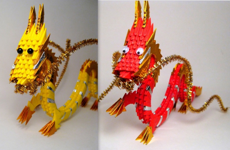Красивые драконы. Оригами. Фото