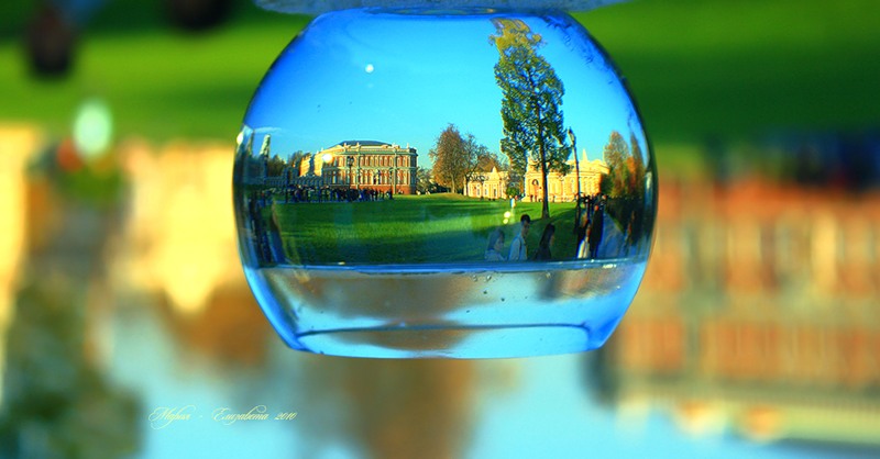 Отражение в бокале с водой. Фото Царицыно