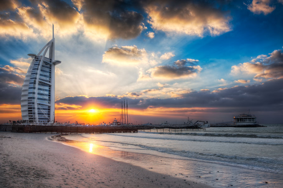 Burj Al Arab Sunset From Jumeirah Beach - (HDR Dubai, UAE)